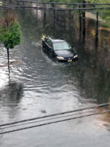 Sewage-laced floodwaters in Hoboken after a heavy rainfall. Photo courtesy of @hobokenemily