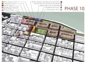 Site plan showing new vision for low-income housing and neighborhood redevelopment envisioned by the Hoboken Housing Authority.