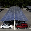 Solar installation over parking lot at Stockton College.
