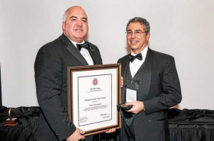 New Jersey Future Executive Director Peter Kasabach receives his AIA-NJ Service Award from chapter president . Photo courtesy of AIA-NJ