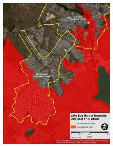 Much of Mystic Island's current center is projected to be inundated by 2050.