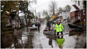 Sandy-related flooding in Little Ferry, a municipality within the New Meadowlands project area. Photo credit: Andrew Burton/Getty Images