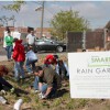 Camden SMART volunteers planting a rain garden