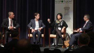 Photo by Amanda Brown, NJSpotlight. Left to right: Paul Silverman of SILVERMAN; Ron Beit of RBH Group; Christiana Foglio-Palmer of Community Investment Strategies, and moderator Peter Kasabach of New Jersey Future