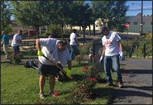 Trainees and volunteers during installation of Waterfront South rain gardens in Camden, New Jersey 